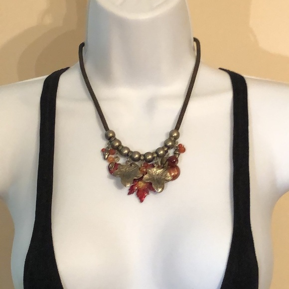 Vintage fall harvest inspired charm mesh necklace - Picture 6 of 7
